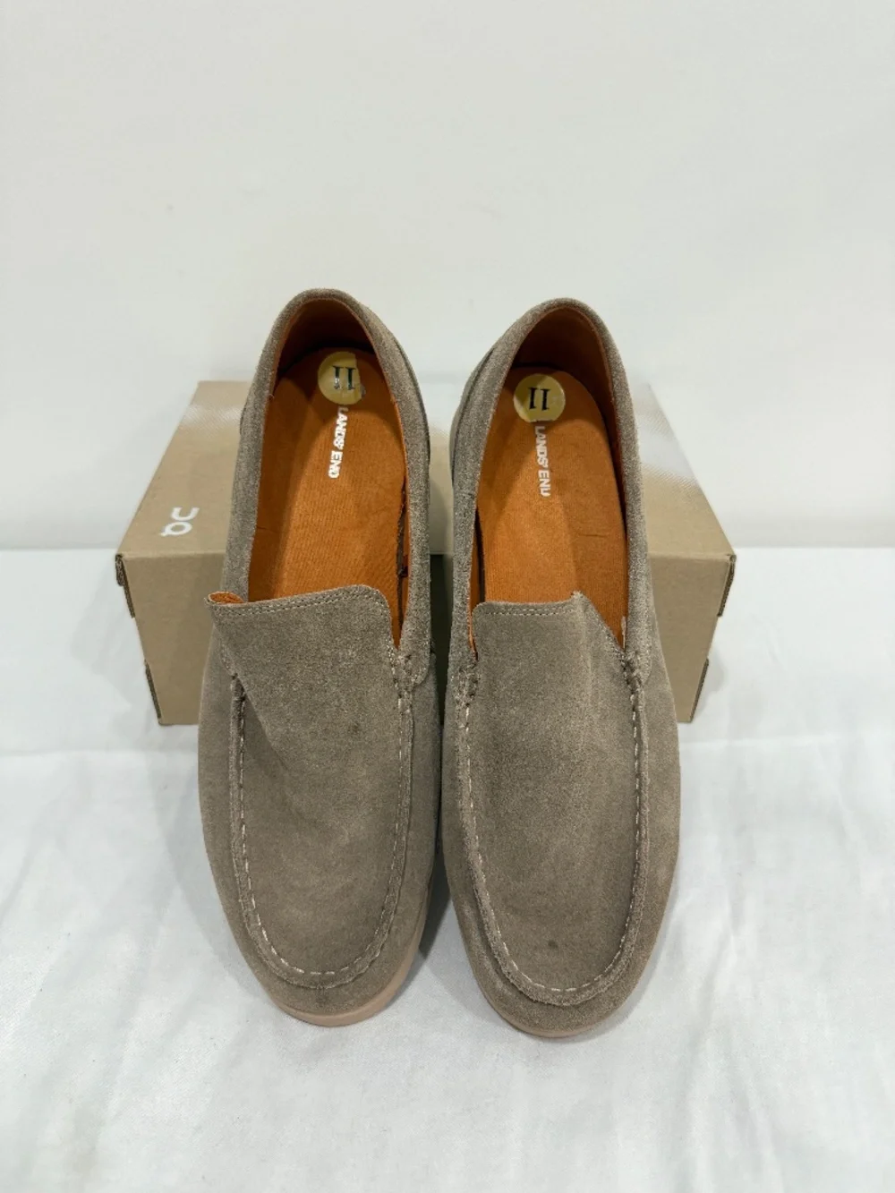 Used W/O Box! Men's Lands' End Tan Slip On Dress Shoes Size 11